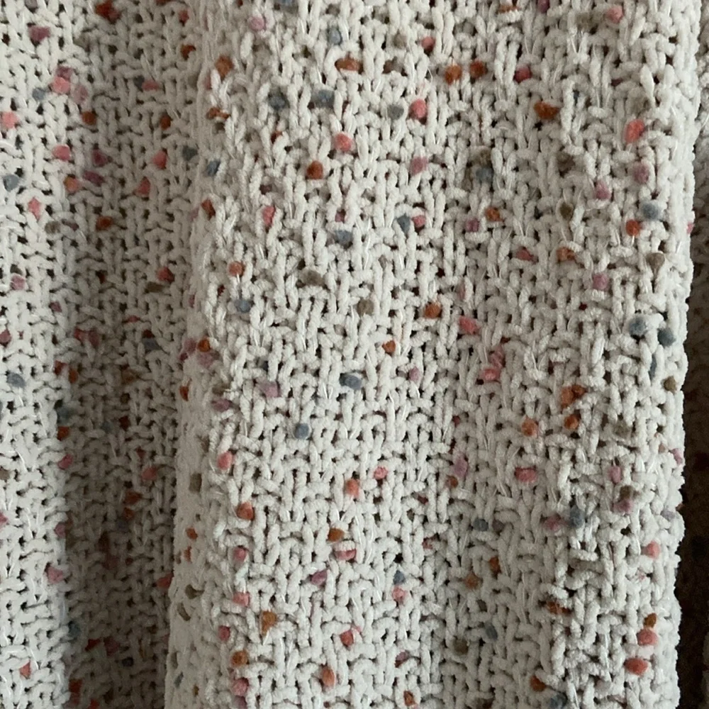 Moon & Madison Beige Speckled Knit Open Cardigan Sweater Size Small